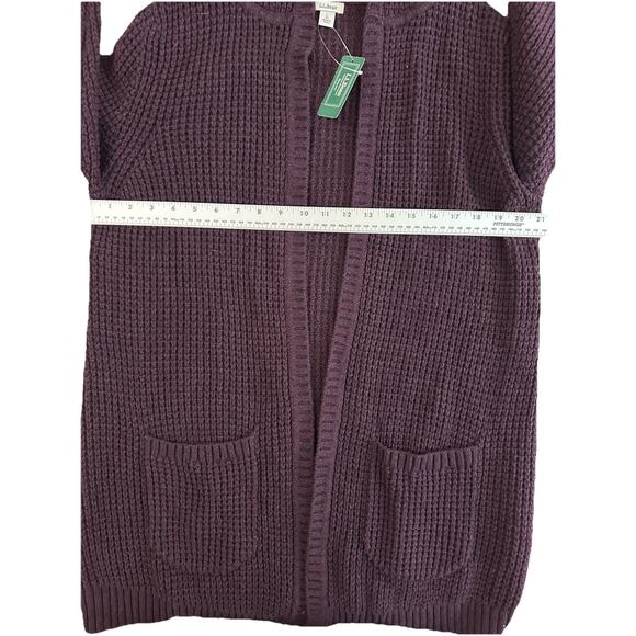 LL Bean Open Front Hooded Cardigan Sweater Purple Pockets Size Large NWT - Picture 7 of 11